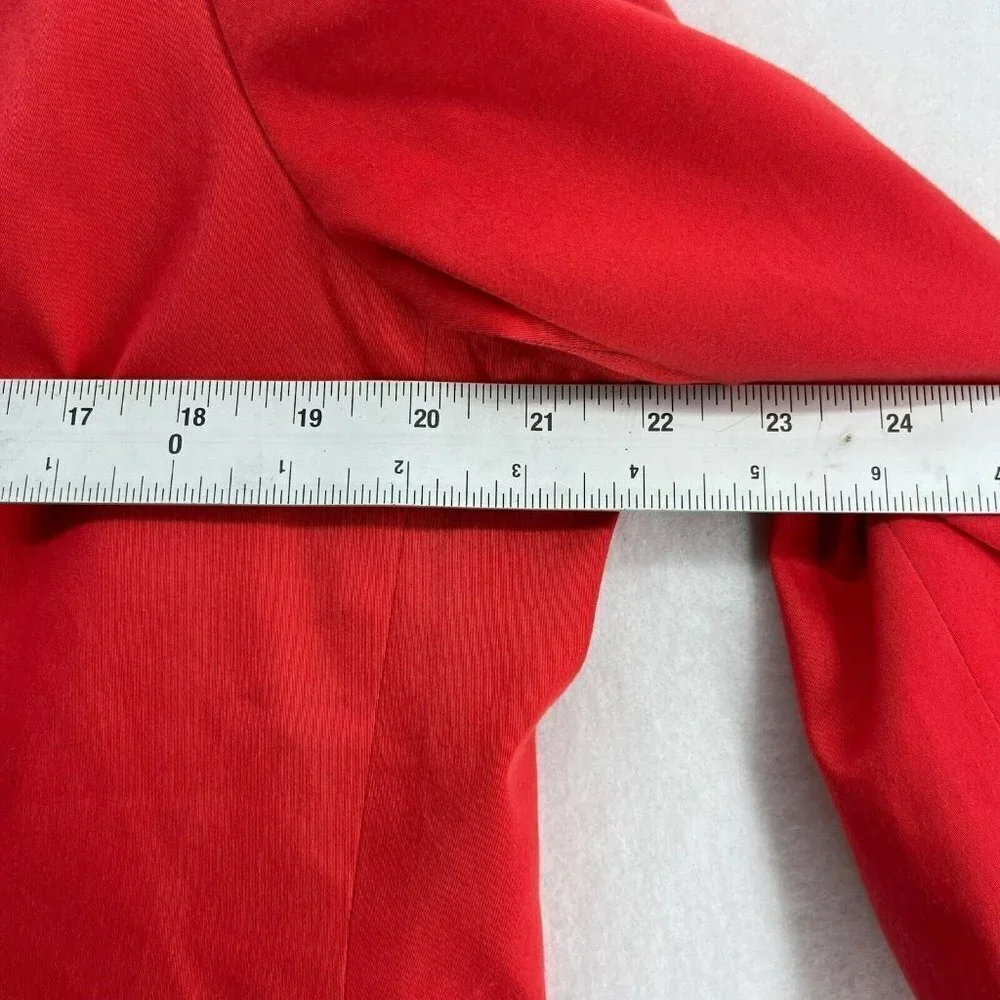 Lands' End Blazer Women's Sz 14 Red One-Button Single-Breasted Striped Lining - Picture 4 of 12